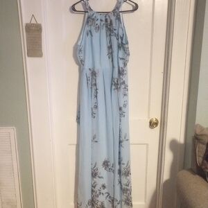 Elegant Blue Floral Women's Dress